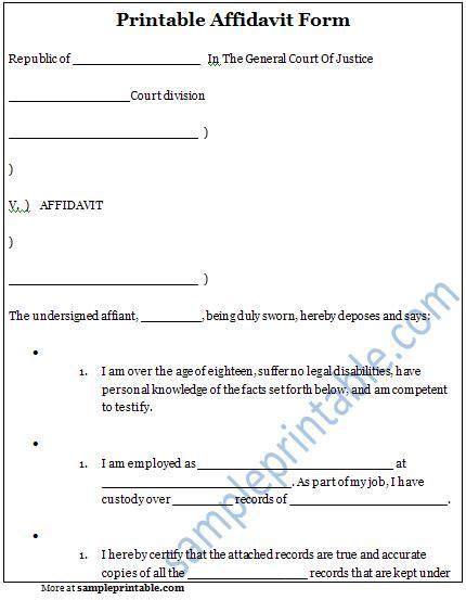 blank affidavit form affidavit form printable affidavit form