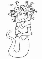Coloring Monster Medusa Pages Snake Haired Greek Printable sketch template