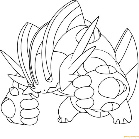 mega swampert  pokemon coloring page  printable coloring pages