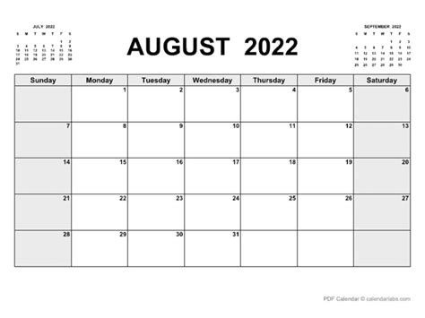 august  calendar  holidays calendarlabs