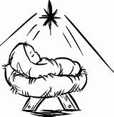 Jesus Baby Christmas Manger Scene Drawing Nativity Publicdomainpictures sketch template