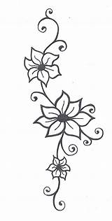 Vine Flower Tattoos Deviantart Drawing Flowers Henna Simple sketch template