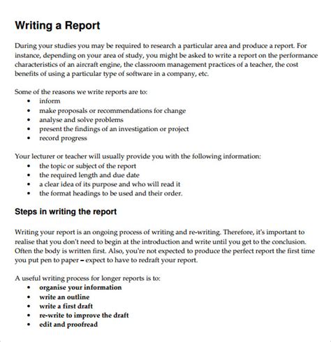sample report writing format   documents