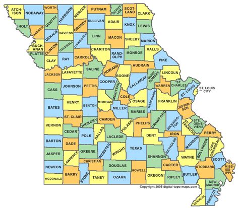 missouri map  missouri satellite image