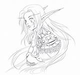Warcraft Elf Elves Druid Lineart Drachen Sketchite sketch template