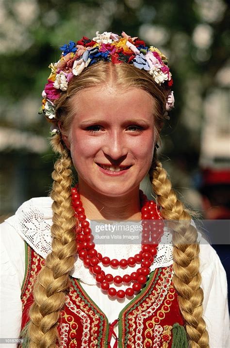 polish girl with typical costume photo getty images