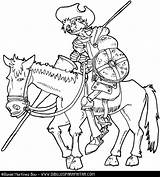 Quijote Don Colorear Mancha Cervantes Sancho Panza Biblioteca Childrencoloring sketch template