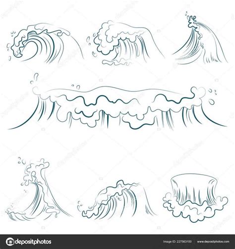 ocean wave  drawing  hand drawn volumetric blue  sea waves