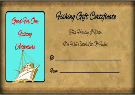 printable fishing gift certificate templates  pertaining