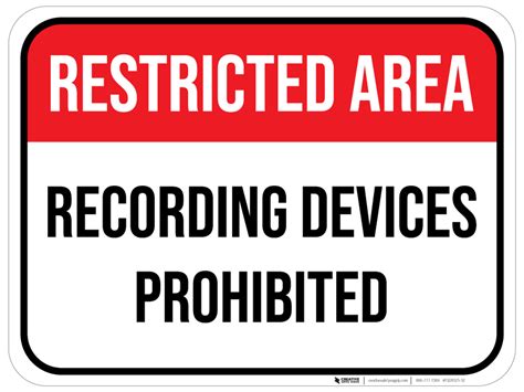 restricted area recording devices prohibited floor sign creative safety supply