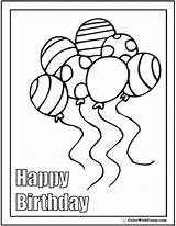 Coloring Birthday Happy Pages Printable Cake Balloons Color Cards Pdf Personalized Printables 6th Teacher Kids Disney Flower Colouring Grandma Card sketch template