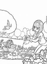 Picnic Coloringhome Thumbelina Ants sketch template