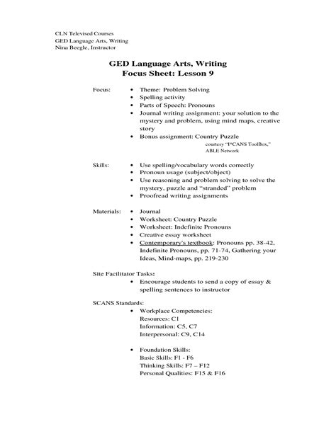 ged english worksheets worksheetocom
