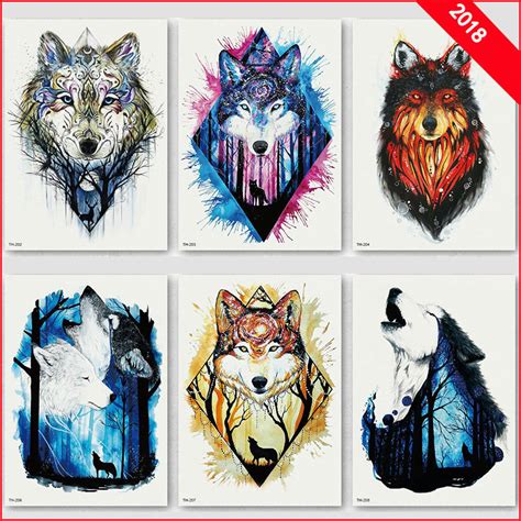 buy 8 designs wolf temporary tattoo stickers