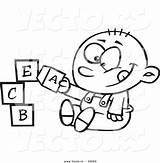 Blocks Baby Drawing Cartoon Outline Coloring Playing Boy Happy Alphabet Pages Getdrawings Drawings Vector Paintingvalley sketch template