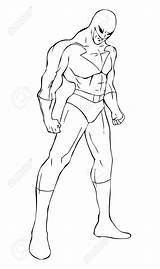 Superhero Outline Drawing Body Coloring Template Pose Flying Pages Sketch Templates Royalty Getdrawings sketch template