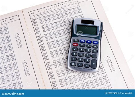 nederlandse logaritmelijst met calculator stock foto image
