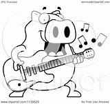 Pig Guitarist Chubby Clipart Cartoon Outlined Coloring Vector Thoman Cory Royalty sketch template