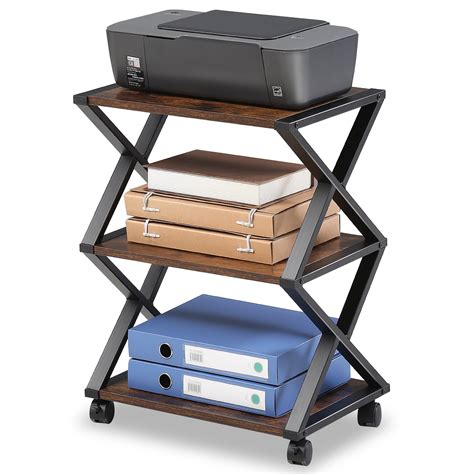 fitueyes mobile printer stand  tiers woodmetal desk organizer storage