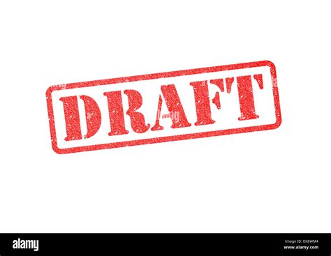 draft red rubber stamp   white background stock photo alamy