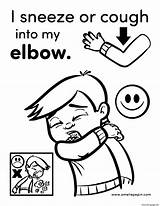 Cough Sneeze Elbow Coude Tousse Preschool Coughing Sneezing sketch template