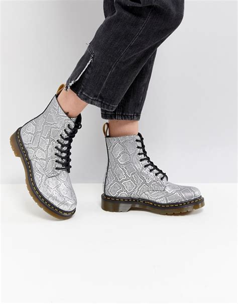 dr martens silver snake lace  boots asos