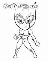 Catwoman Coloring Chibi sketch template
