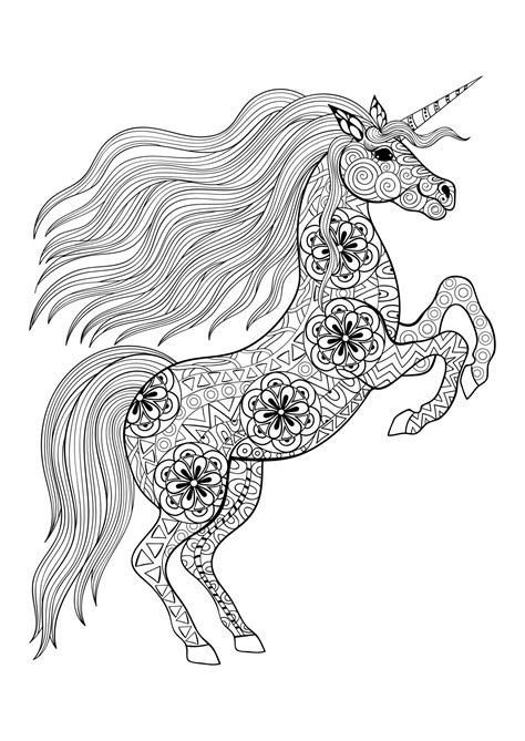 unicorn standing   hind legs unicorns adult coloring pages