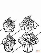 Coloring Cupcakes Cupcake Pages Zentangle Cakes Adult Color Adults Kids Book Desserts Muffins Print Simple Cake Cup Little Girl Printable sketch template