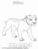 Ice Age Coloring Shira Colouring Pages Diego Collision Course Saber Cat Toothed Tiger Female Cliparts Drift Continental Characters Drawing Interest sketch template