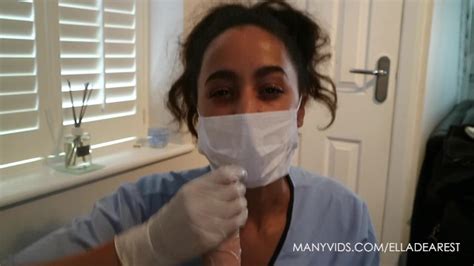sexy black british nurse gives handjob wearing surgical mask and gloves thumbzilla