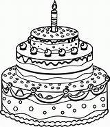 Coloring Cake Birthday Popular sketch template