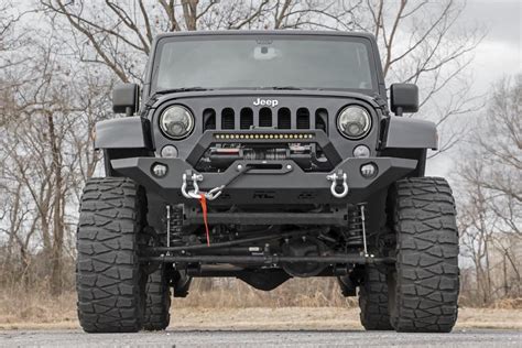 rough country  full width front led winch bumper    jeep wrangler jk quadratec