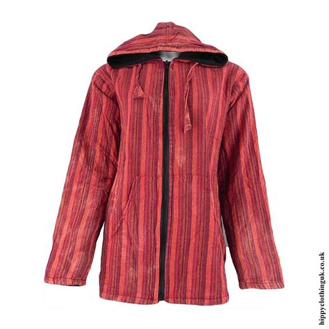 red fleece lined cotton hooded jacket smallmedium mystical mayhem hippy clothing