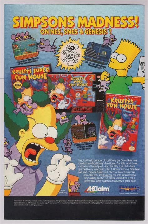 krusty s fun house print ad simpsons video game 90s
