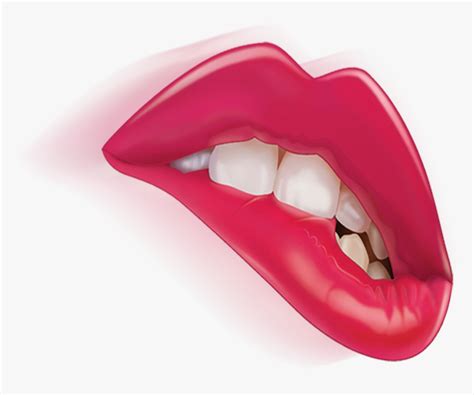 Clip Art Lip Biting Mouth With Tongue Licking Lips Hd Png Download