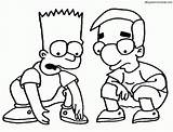 Milhouse Bart Simpsons Sentados Hormiga Encontrado Enseña sketch template
