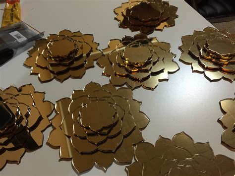 laser cutz gold lily flowers acrylic laser cutting  nyc