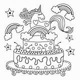 Coloring Cake Unicorn sketch template