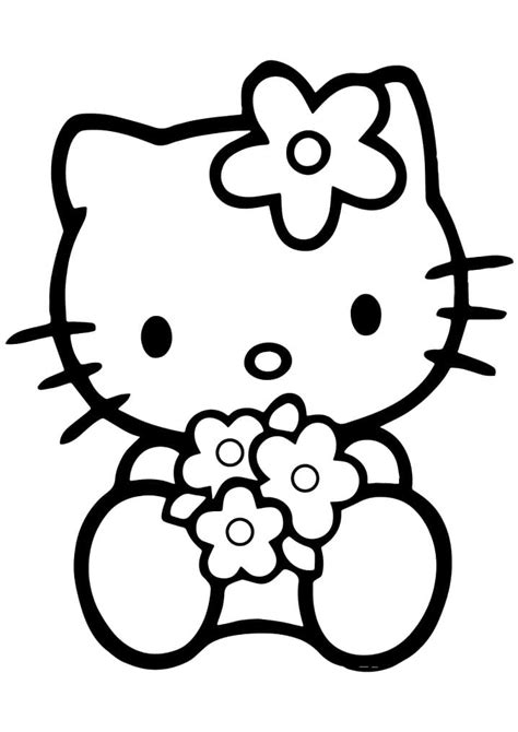 kitty  flowers coloring page  printable coloring pages