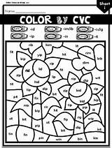 Cvc Worksheets Grade Color 1st Phonics Bundle Code Prek Kindergarten Included Preview sketch template