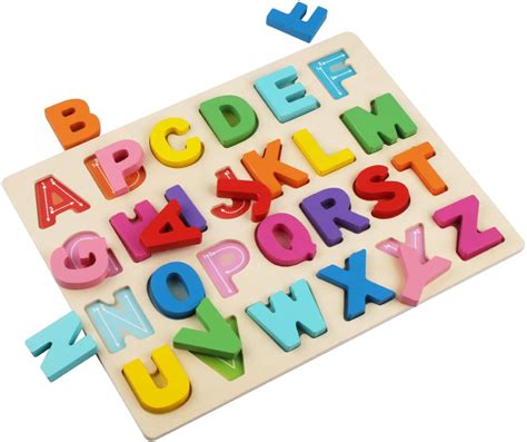upper case alphabet letters wooden puzzle learning board toy ideal