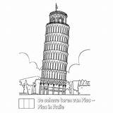 Toren Pisa Bouwwerken Italie Scheve Beroemde sketch template