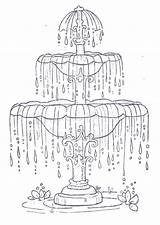 Fountain Water Coloring Drawing Pages Embroidery Fountains Stamps Drinking Paper Kids Color Drawings Search Google Digi Patterns Magnolia Draw Vintage sketch template
