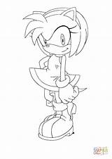 Amy Rose Coloring Pages Sonic Printable Drawing Supercoloring Choose Board sketch template
