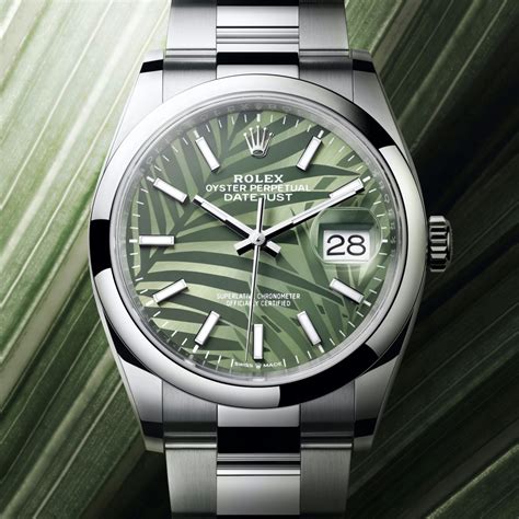 rolex datejust   olive green palm dial
