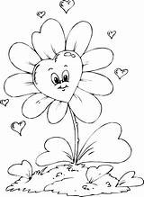 Heart Coloring Flower Shaped sketch template