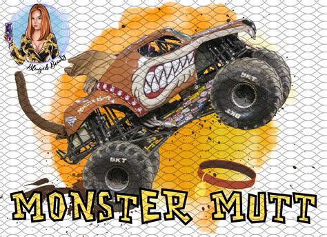 monster jam monster mutt monster truck png digital file etsy canada