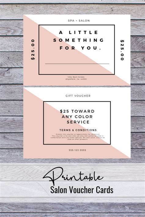 printable salon voucher cards etsy naming  business