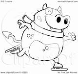 Devil Skating Chubby Ice Clipart Cartoon Outlined Coloring Vector Thoman Cory Royalty sketch template